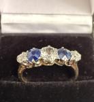 Antique Art Deco Diamond and Sapphire Gold Ring