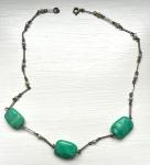 Turquoise Stone Antique Necklace with Seed Pearls