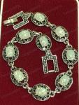 Art Deco Opalite & Marcasite Silver Bracelet