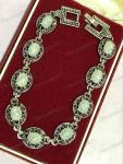 Art Deco Opalite & Marcasite Silver Bracelet