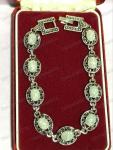 Art Deco Opalite & Marcasite Silver Bracelet