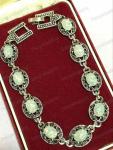 Art Deco Opalite & Marcasite Silver Bracelet