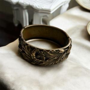 Victorian Brass Hinged Cuff Bracelet