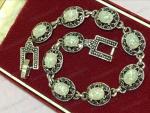 Art Deco Opalite & Marcasite Silver Bracelet