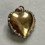 Victorian Turquoise & Pearl Heart Pendant in Gold