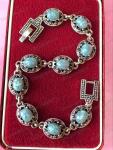 Art Deco Faux Blue Opal & Marcasite Bracelet