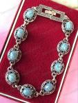 Art Deco Faux Blue Opal & Marcasite Bracelet