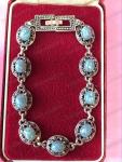 Art Deco Faux Blue Opal & Marcasite Bracelet