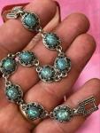 Art Deco Faux Blue Opal & Marcasite Bracelet