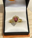 Antique Ruby Heart 18K Gold Plated Ring