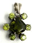 Vintage 1910 Silver Pendant with Natural Peridot