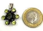 Vintage 1910 Silver Pendant with Natural Peridot