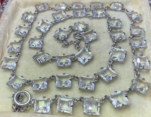 Antique Art Deco Rivière Necklace with Crystal Stones
