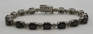 Vintage Art Deco Sterling Silver Smoky Quartz Bracelet
