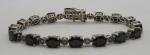 Vintage Art Deco Sterling Silver Smoky Quartz Bracelet