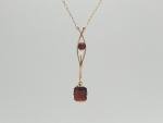 Edwardian 9ct Gold Garnet & Pearl Pendant Necklace