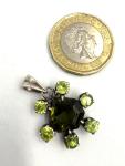 Vintage 1910 Silver Pendant with Natural Peridot