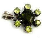 Vintage 1910 Silver Pendant with Natural Peridot
