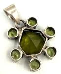 Vintage 1910 Silver Pendant with Natural Peridot