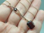 Edwardian 9ct Gold Garnet & Pearl Pendant Necklace