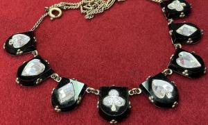 Victorian Jet and Crystal Playing Cards Necklace