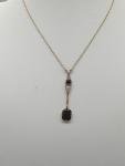 Edwardian 9ct Gold Garnet & Pearl Pendant Necklace