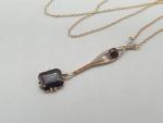 Edwardian 9ct Gold Garnet & Pearl Pendant Necklace