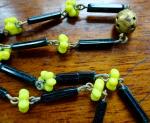Art Deco Yellow and Black Glass Bead Necklace