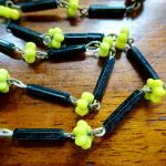 Art Deco Yellow and Black Glass Bead Necklace