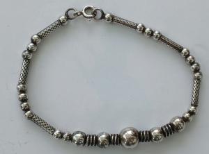 Antique Silver Beaded Bracelet - Unique Charm