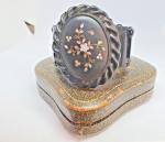 Victorian Whitby Jet and Mother of Pearl Cuff