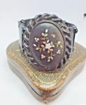 Victorian Whitby Jet and Mother of Pearl Cuff