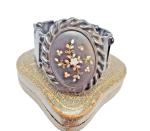 Victorian Whitby Jet and Mother of Pearl Cuff