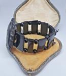 Victorian Whitby Jet and Mother of Pearl Cuff