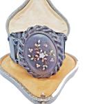 Victorian Whitby Jet and Mother of Pearl Cuff
