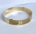 Ladies Floral Etched Antique Rolled Gold Bangle