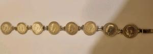 Antique Sterling Silver Threepence Coin Bracelet