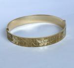 Ladies Floral Etched Antique Rolled Gold Bangle