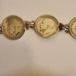 Antique Sterling Silver Threepence Coin Bracelet