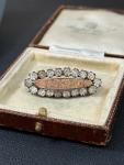 Victorian Brass Bar Brooch with Flower Design