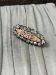 Victorian Brass Bar Brooch with Flower Design