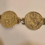 Antique Sterling Silver Threepence Coin Bracelet