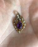 15ct Gold Amethyst and Pearl Antique Pendant