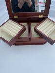 Vintage Wooden Mele Jewelry Box with Swing-Out Sides