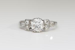 Art Deco Platinum Old Cut Diamond Engagement Ring