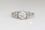 Art Deco Platinum Old Cut Diamond Engagement Ring
