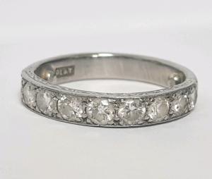 Antique Platinum Diamond Ring with 9 Stones