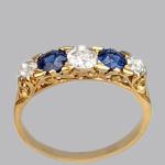 Edwardian 18ct Gold Diamond Sapphire Five Stone Ring
