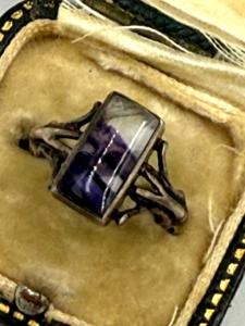 Early Victorian Sterling Silver Blue John Ring
