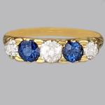 Edwardian 18ct Gold Diamond Sapphire Five Stone Ring